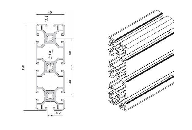 40x160 T-Slot Aluminum Extrusions Profile